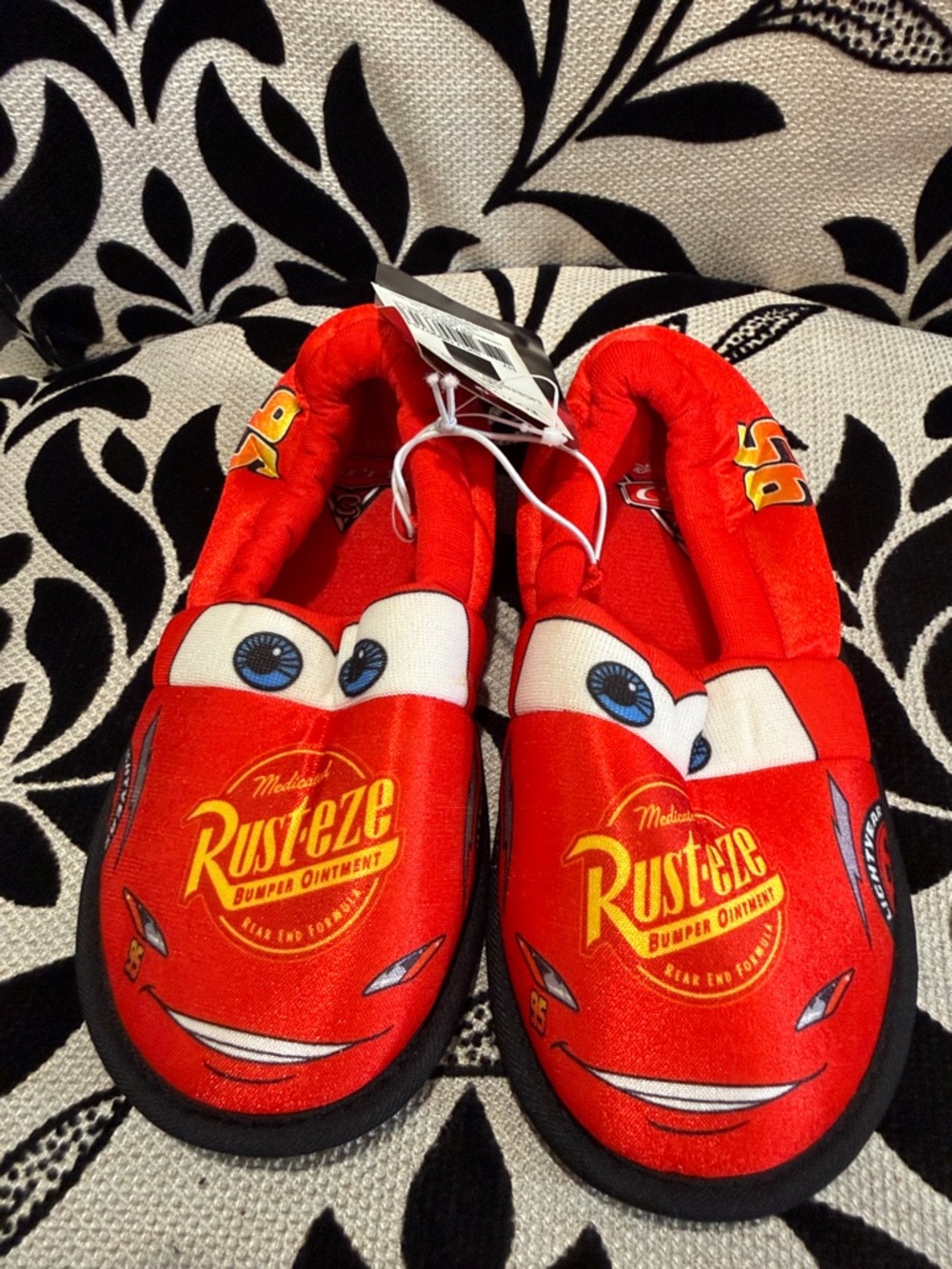 Disney Red Lightning McQueen Plush Slip-On Slippers